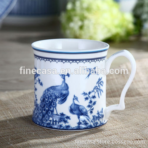 12OZ Elegant Style Blue and White Coffee Mug